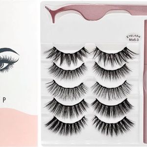 Set of FIVE (5) pairs of false magnetic lashes with Liquid eyeliner.